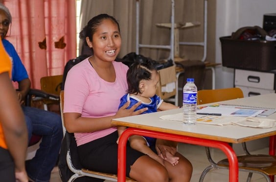 Young mother in attendance at the workshop in Matta.  Childcare was provided for all mothers that wished to bring  their children