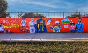 Finished mural in Belize with the goal of providing empowerment and encouraging the prevention of Gender based Violence (GBV)