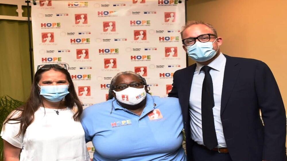 Image of Elga Salvadore, Joy Crawford and Seth Breokman during the Hope App Media Launch   