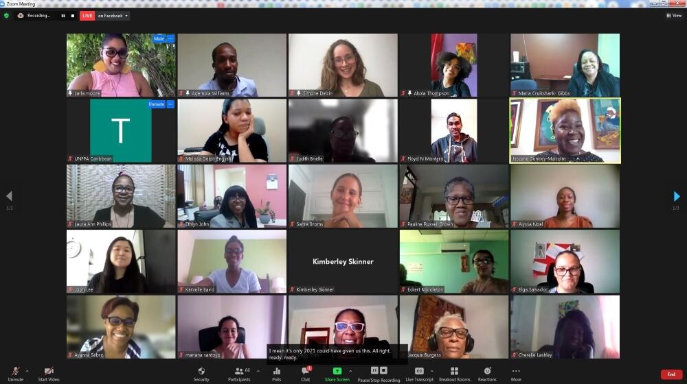 Image showing meeting participants during the UNFPA Webinar - My Body is My Own: Caribbean Youth engages on bodily autonomy